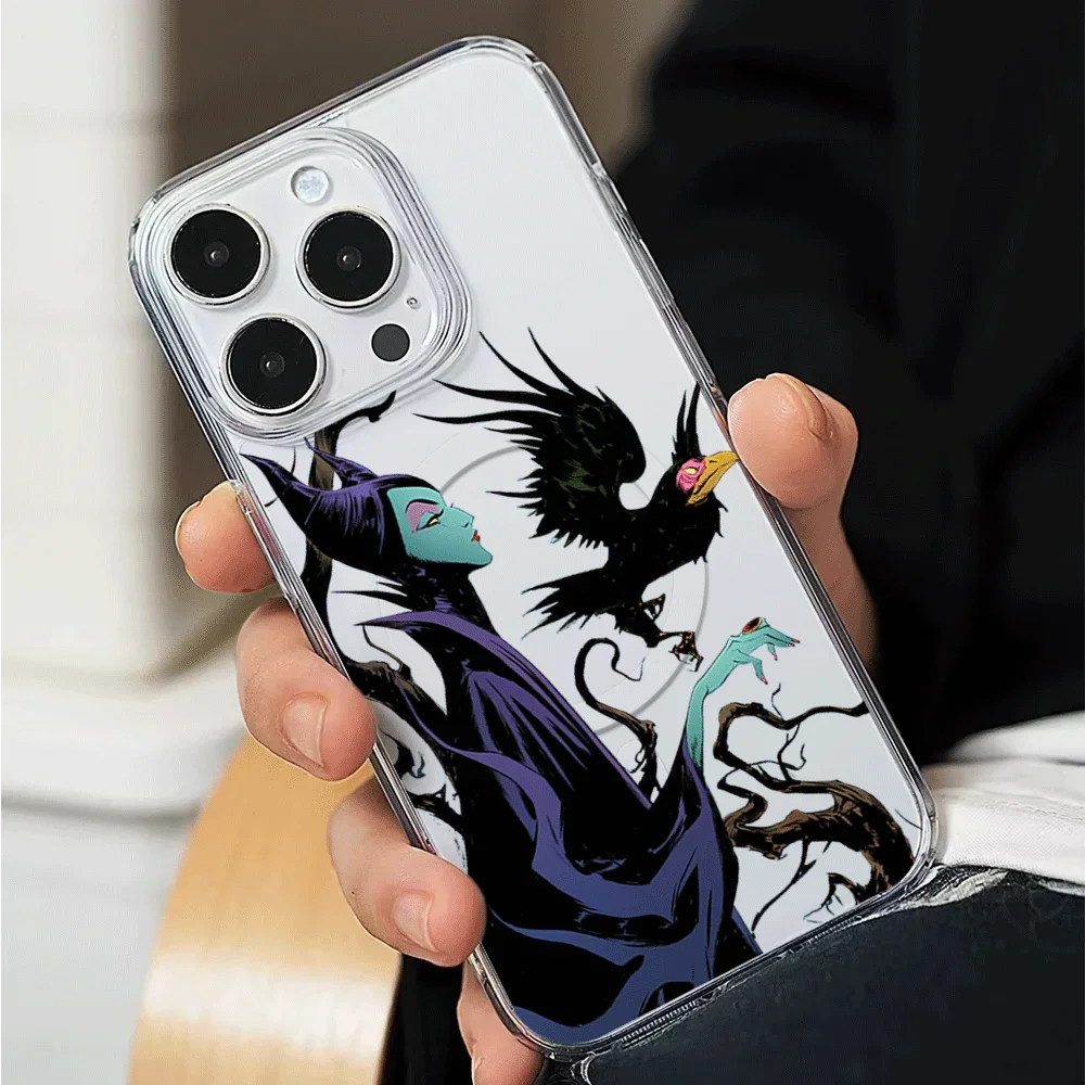 MINISO Disney Villains Maleficent Cool Phone Case for iPhone 12 11 13 14 15 16 Max Pro Plus Magsafe Magnetic Wireless Cover