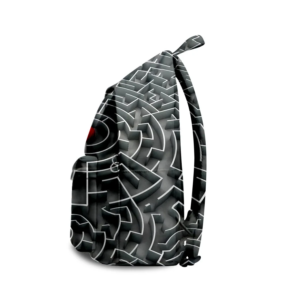 กระเป๋าเป้สะพายหลังนักเรียนลายเขาวงกตสุดคลาสสิกยอดนิยม ตลกๆ พิมพ์ลาย 3 มิติ ผ้าอ็อกซ์ฟอร์ดกันน้ำ สำหรับเด็กชาย/เด็กหญิง กระเป๋าเป้เดินทาง
