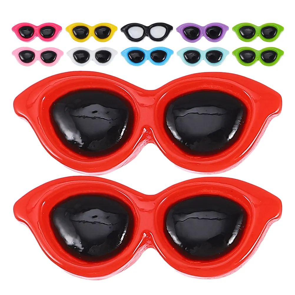 

20Pcs Half-Round Resin Flatback Sunglasses Charms Bright Tiny Glasses DIY Embellishments for Hair Clips Headbands Phone Cases