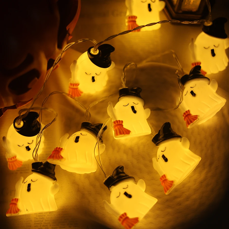 Halloween Light String LED Colorful Light Broom Ghost Festival Horror Atmosphere Decorative Light Hanging Light