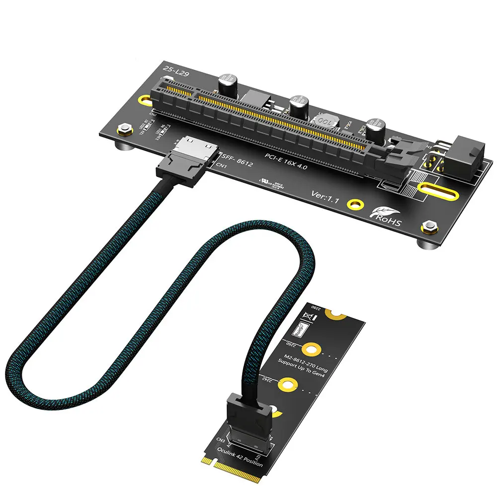 m2-m-key-2242-2260-2280-to-pcie-40-x16-external-riser-card-with-oculink-sff-8612-8611-extension-cable-pwr-atx-6pin-12v