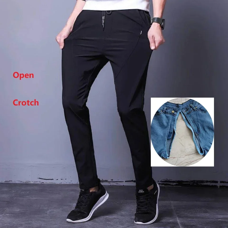 New Winter Pants Open-Seat Men Pant Sexy Double-Head Zipper Outdoor Pee Crotch Full Open Outdoor Convenient Pant Truck Driver