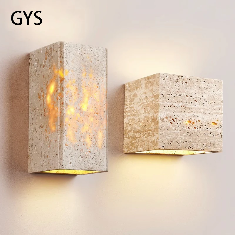 Outdoor Wall Lamp Waterproof Led Garden Light IP65 Courtyard Home Designer Wall Washing Lighting Yellow Travertine Stone Lights