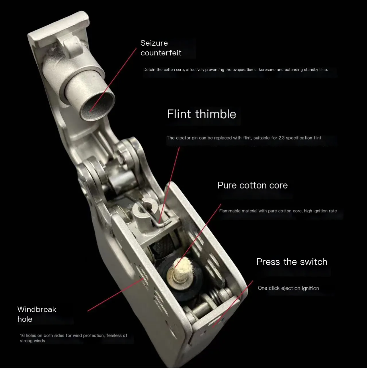 Original Stainless Steel Mechanical Kerosene Automatic Personalized Ejection Gasoline Oil Cigarette Lighter