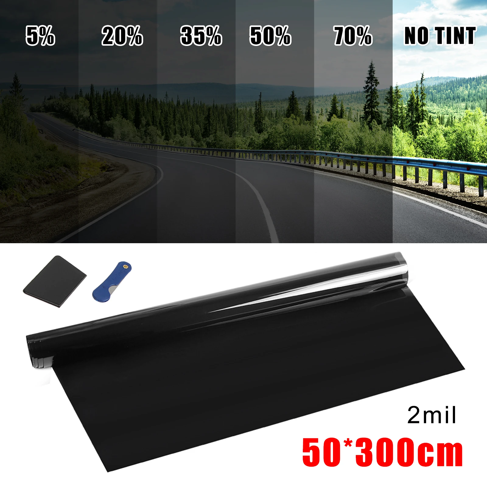 

50X300cm Car Glass Solar Film Explosion-proof Sunscreen Heat Insulation Foil Auto Window Tint Film Car Accessory For Home Glass