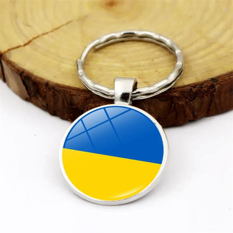 Ukrainian Flag Keychain Pendant Trident Creative and Personalized Hanging Metal Keyring Classic Gift