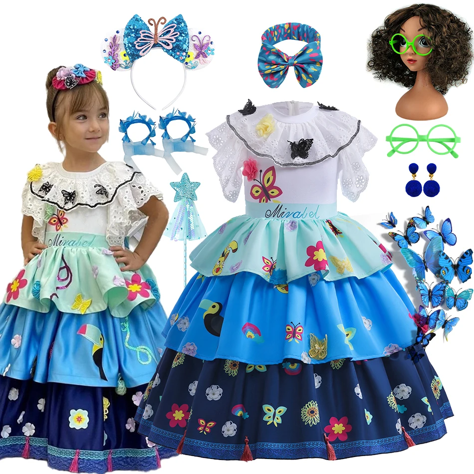 Mirabel  Encanto Dress Charm Girl Birthday Party Princess Disguise Costume Toddler Girls Carnival Sets Halloween Fantasy Outfits