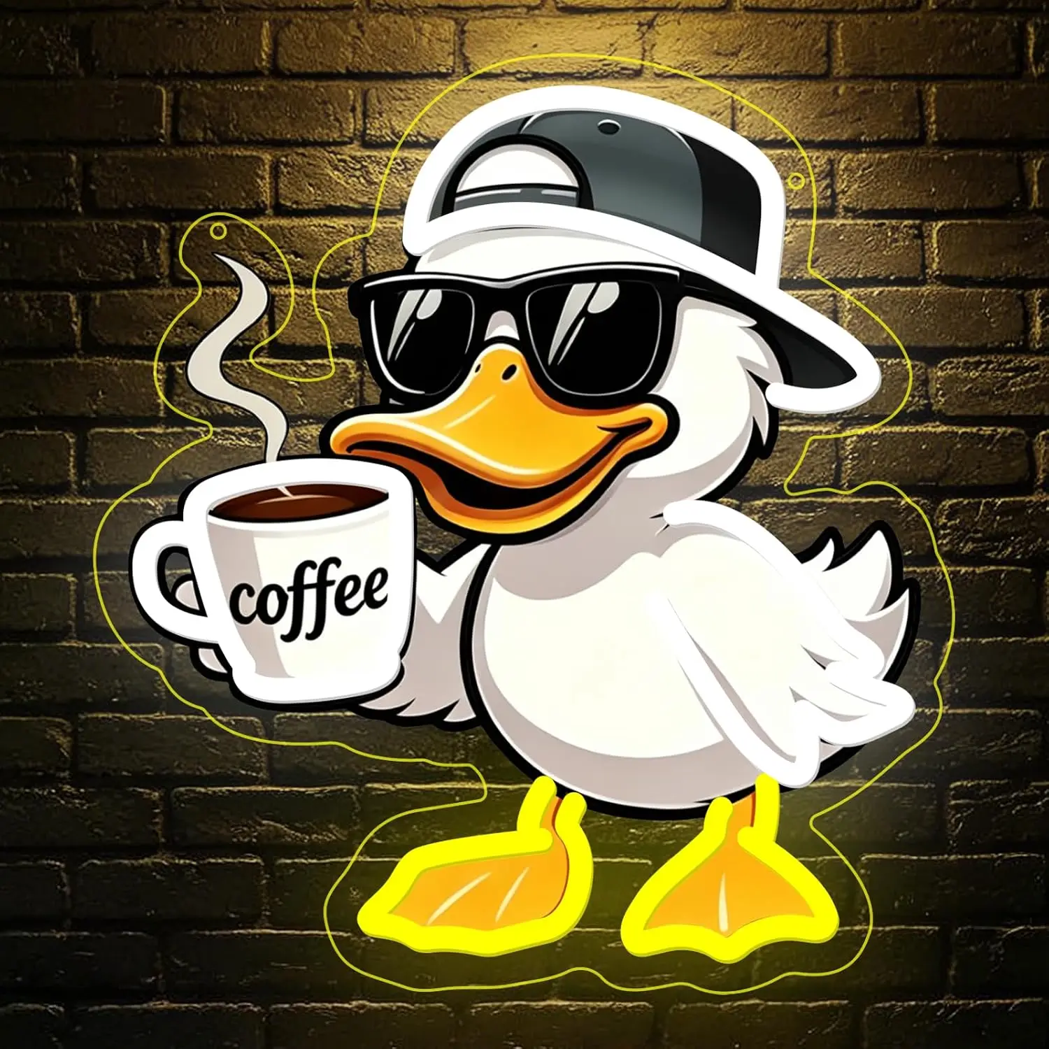  Cool Duck LED Neon Sign USB Wall Light For Coffee Shop Cafe Bar Kitchen Man Cave Funny Animal Themed Decor Coffee Lover Gift