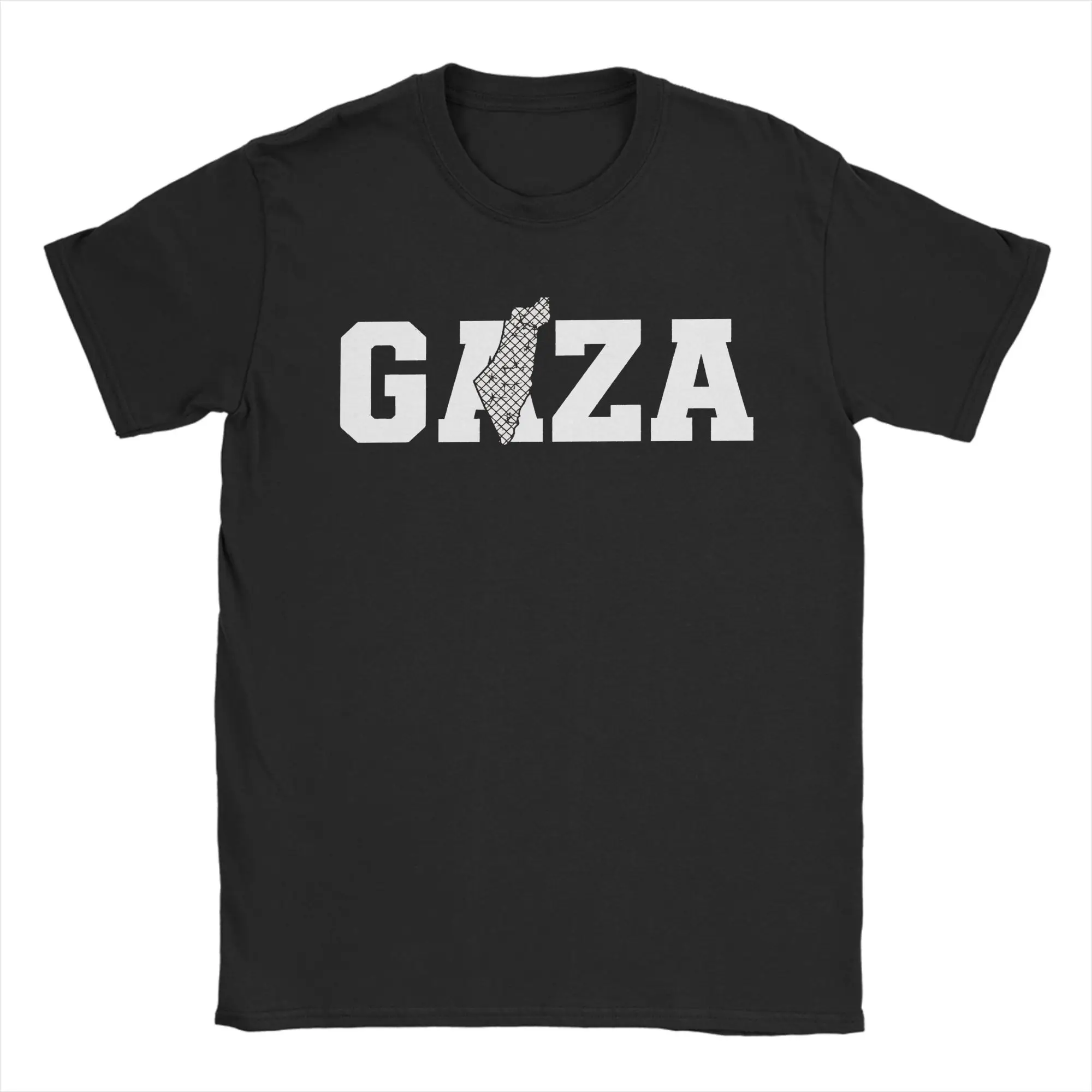Palestine Gaza Typography T-Shirt Men  Novelty 100% Cotton Tee Shirt O Neck Short Sleeve T Shirt Graphic Clothing