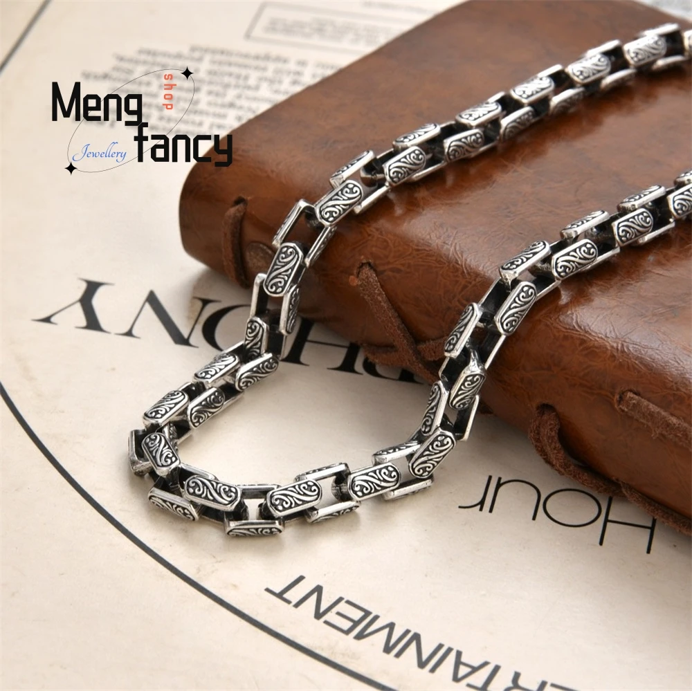 

Personalized Tang Grass Pattern Necklace Wide Retro Simple And Powerful Hip-hop Necklace Fashion Jewelry Exquisite Elegant
