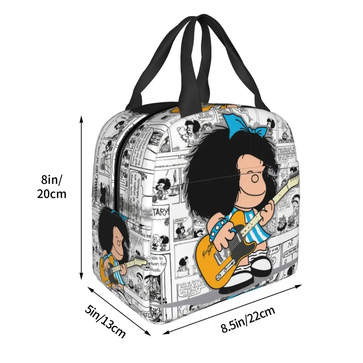 Mafalda Quino Cartoon World Sacos de almoço isolados, refrigerador térmico reutilizável, lancheira para mulheres, Camping, Viagem, Anime engraçado,