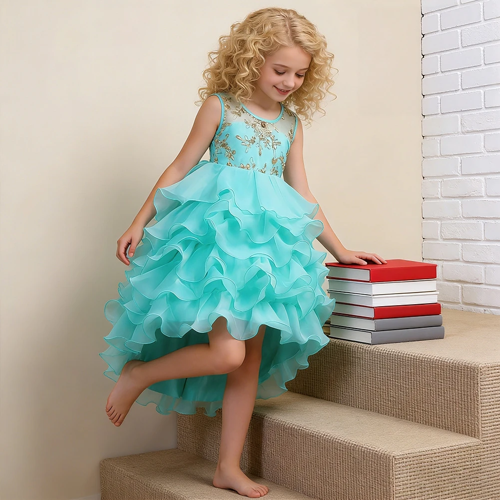 Elegant Satin Flower Girl Dress for Wedding Sleeveless Ruched Floor Lenght Kids Birthday Party First Communion Gowns Customized