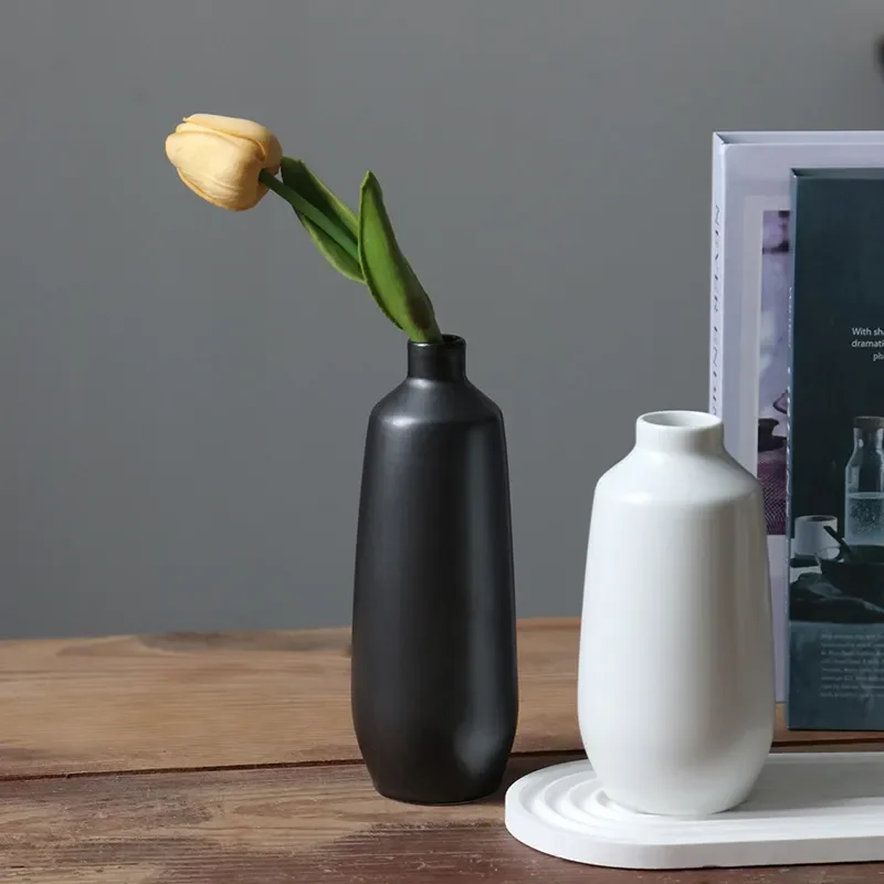 for Jingdezhen Ceramic Vase Black and White Creative Flower Ware Simple Living Room Flower Arrangement Container Ornament
