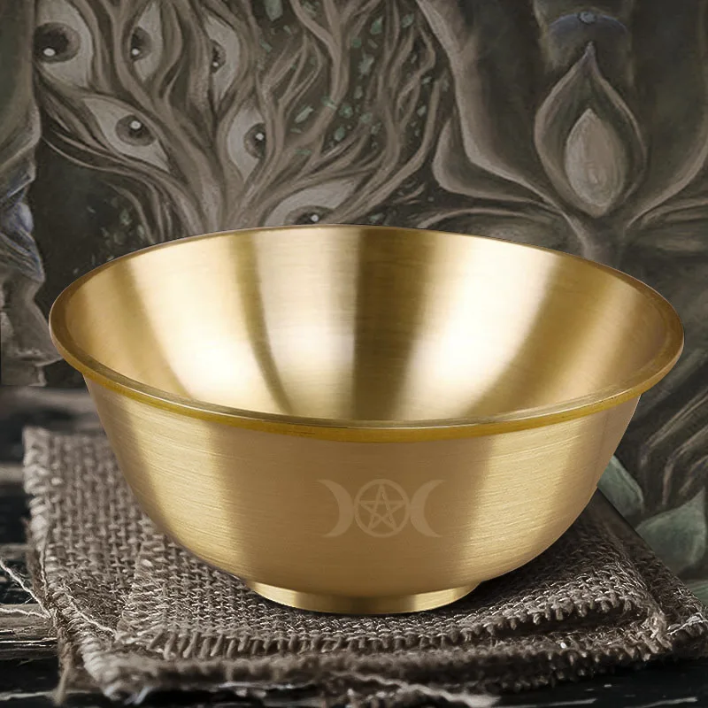 Three Phase Moon Pentagram Brass Bowl Tarot Divination Astrology Witchcraft Meditation Altar Rituals Witch Supplies Home Decor