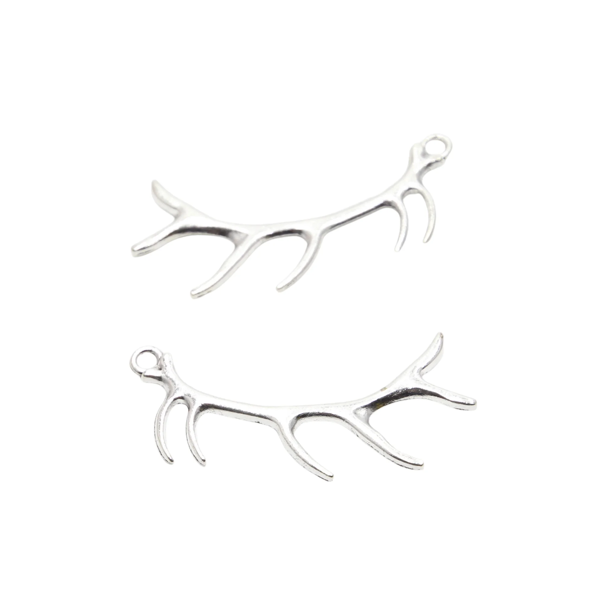 5pcs 3D Deers Antlers Charms Antique Tibetan Silver Tone Zinc Alloy 68*32mm