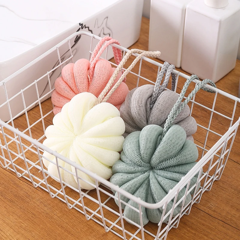 Bath Shower Loofah Hanging Sponge Pumpkin Shaped Body Scrubber Mesh Exfoliator Skin Cleaning Tool Bathroom Accessories