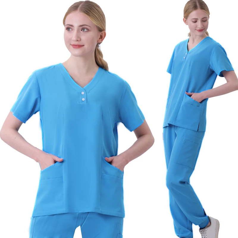 

Multicolor Scrubs Uniform Short Sleeve Tops+Pants Nursing Uniform Women Pet Shop Doctor Scrub Medical Surgery Workwear Scrub Set