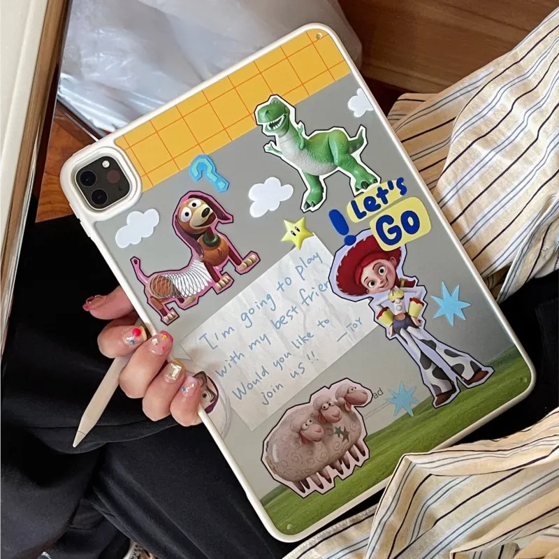 

Cute Toy Story Cartoon Clear Acrylic Tablet Case for iPad 7th 8th 9th Gen 10.2in Air3/Pro 10.5in Air4/5 10.9in Shockproof Cover