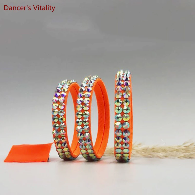 Pulsera de baile latino para adultos y niños, pulsera de rendimiento de competición de baile, accesorios de salón de vientre de diamante de doble