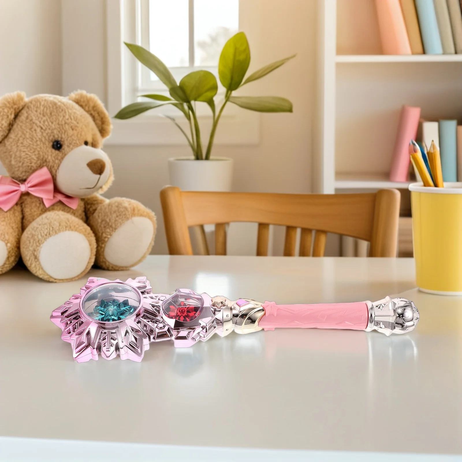 Leuchtender Schneeflocken-Prinzessinnen-Zauberstab mit Musik und Licht, Feenstab für Cosplay-Kostümzubehör - Leuchtstab