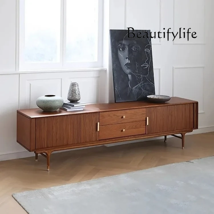 خزانة تلفزيون من الخشب الصلب على الطراز الشمالي خزانة تلفزيون من خشب البلوط الأحمر #1