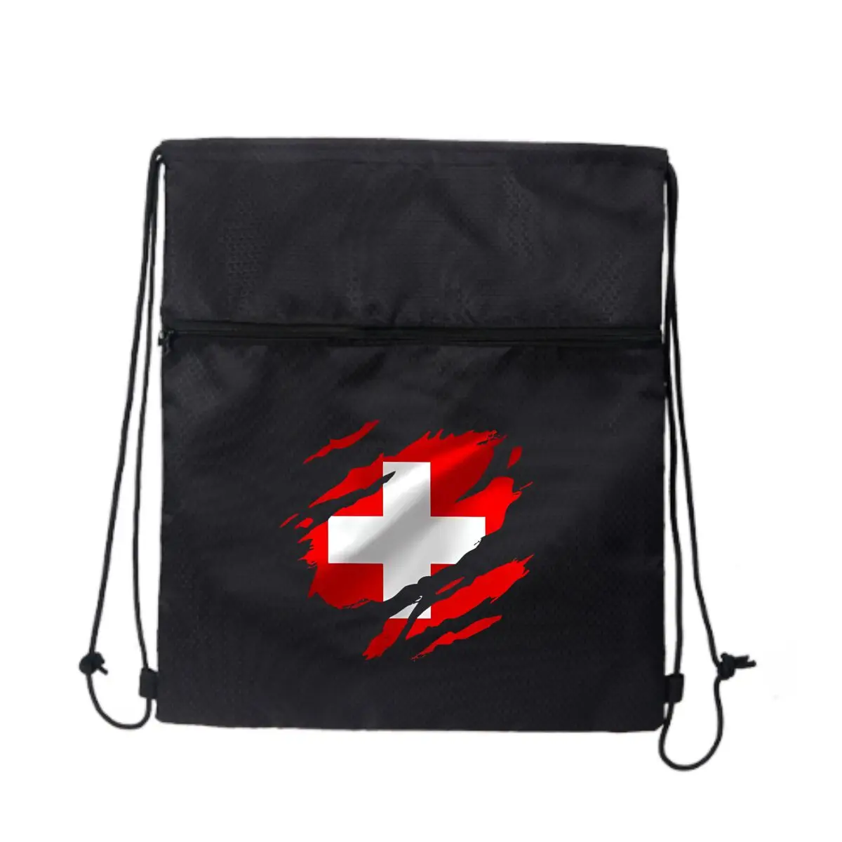 

Рюкзак на шнурке с графическим рисунком швейцарского флага, школьная спортивная сумка унисекс