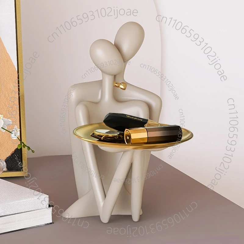 Modern Abstract Couple Embrace Figurine - Storage Ornament Gift Newlywed Present for Bridal Couples and Close Friends