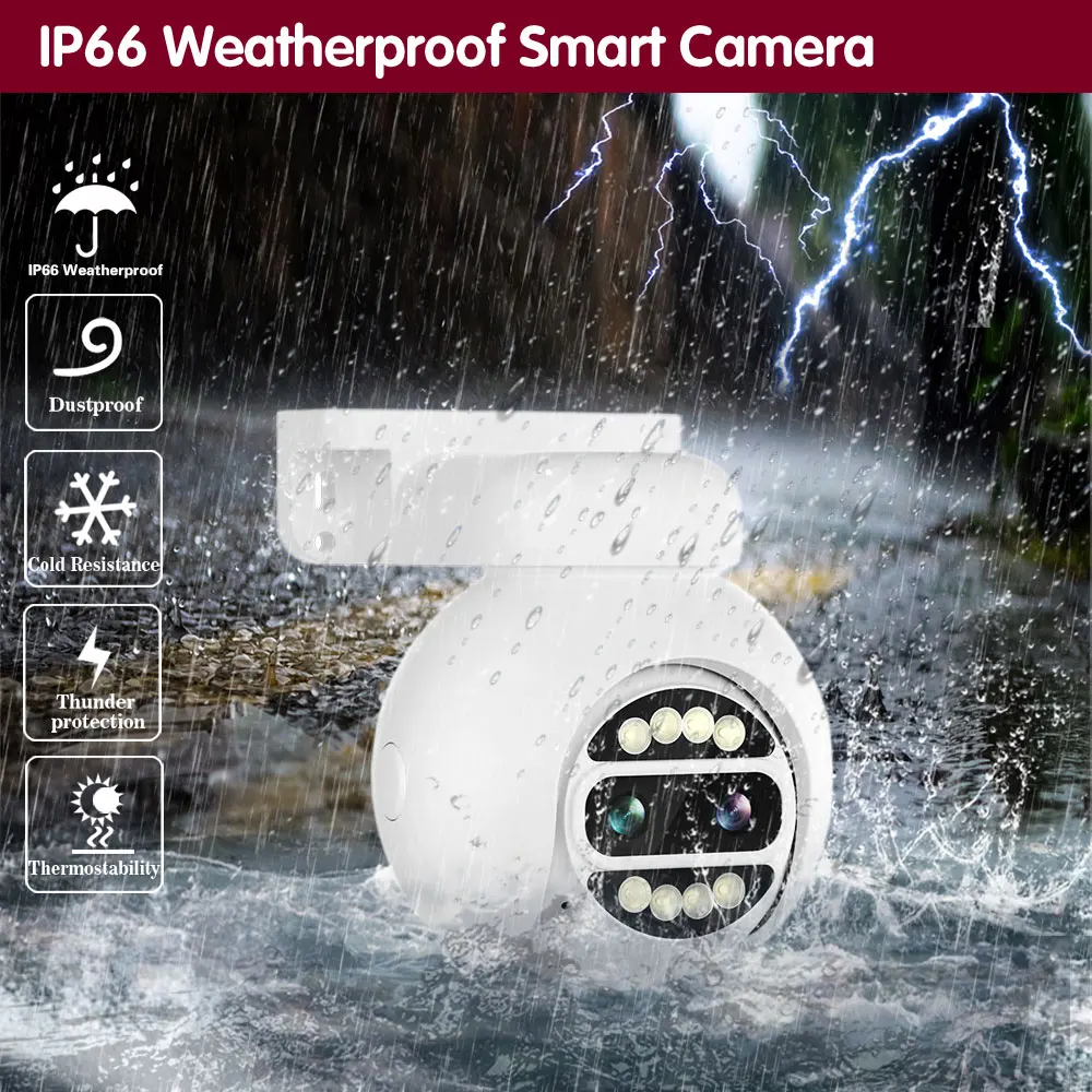4K 8MP Dual Lens POE IP Camera ONVIF per sistema NVR Outdoor Waterproof 8X Zoom Security Surveillance CCTV IP Camera Smart PTZ