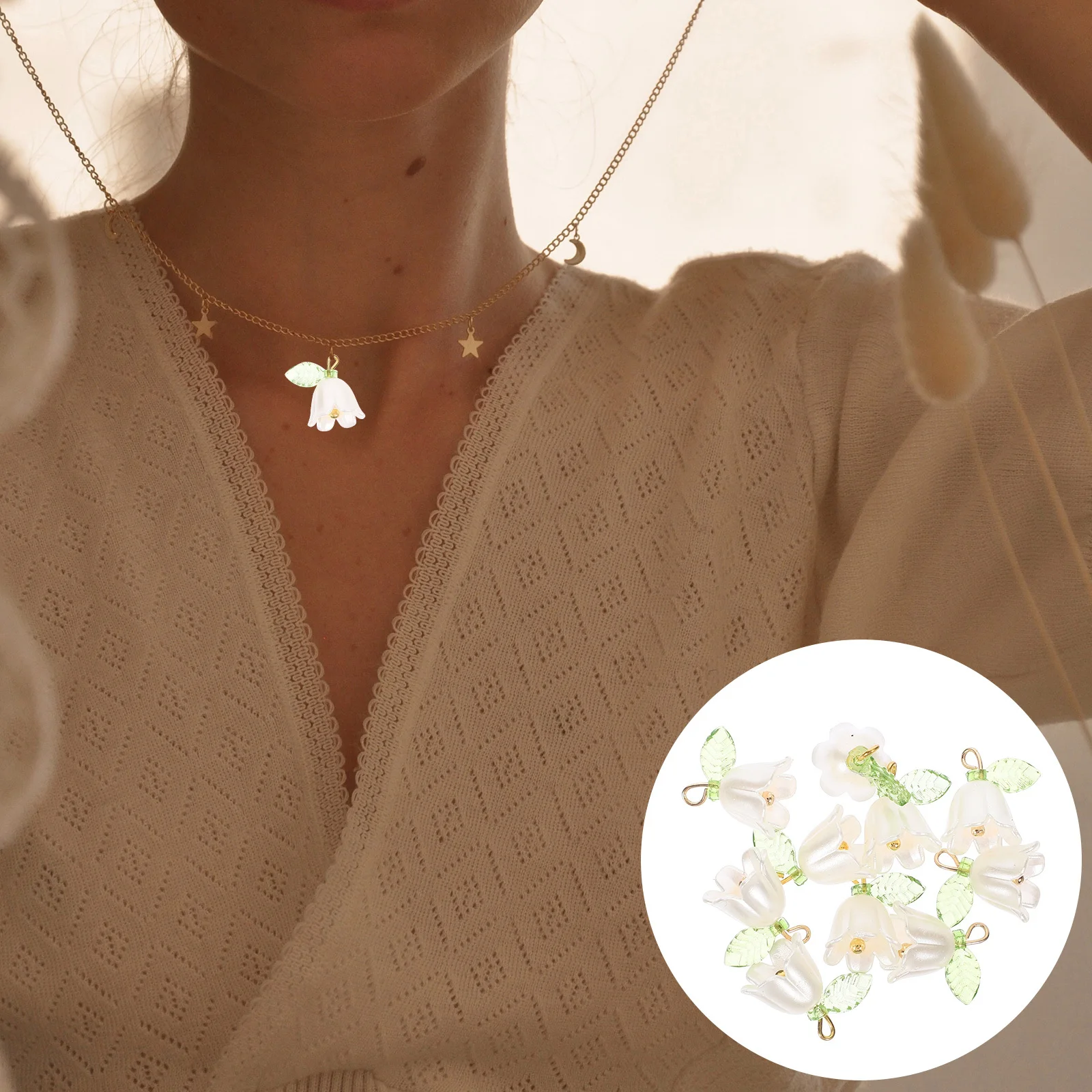 

10Pcs Flower Jewelry Charms Lily Pendants for DIY Jewelry Making Earrings Necklaces Bracelets Keychain Decorative Floral Charms