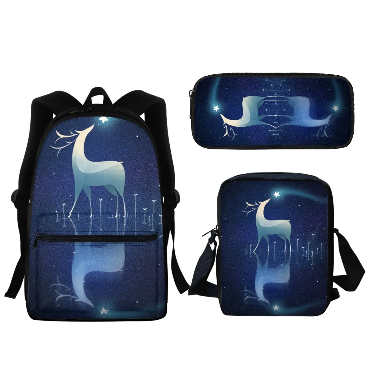 Mochila escolar com estampa de alce infantil, estilo fofo, mochila escolar de lazer, bolsa de mensageiro portátil pequena, estojo, moda, 2024