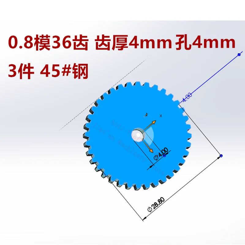 Customized Gear 0.8 mod 24T 36 teeth cylindrical spur gear machining  electromechanical non-standard steel Two Three hole gear