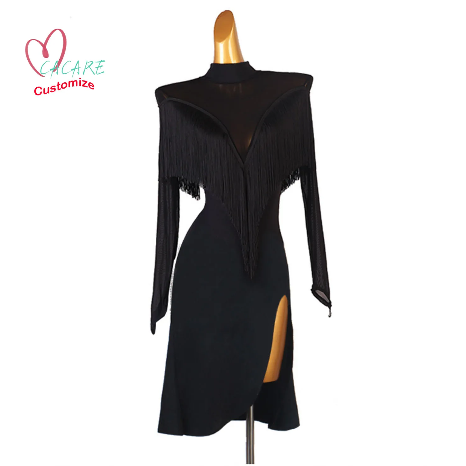 2024 elegante abbigliamento da ballo latino vestito da competizione donna bambini danza vestito sportivo vestito abiti da Salsa donna manica lunga Jazz 2987