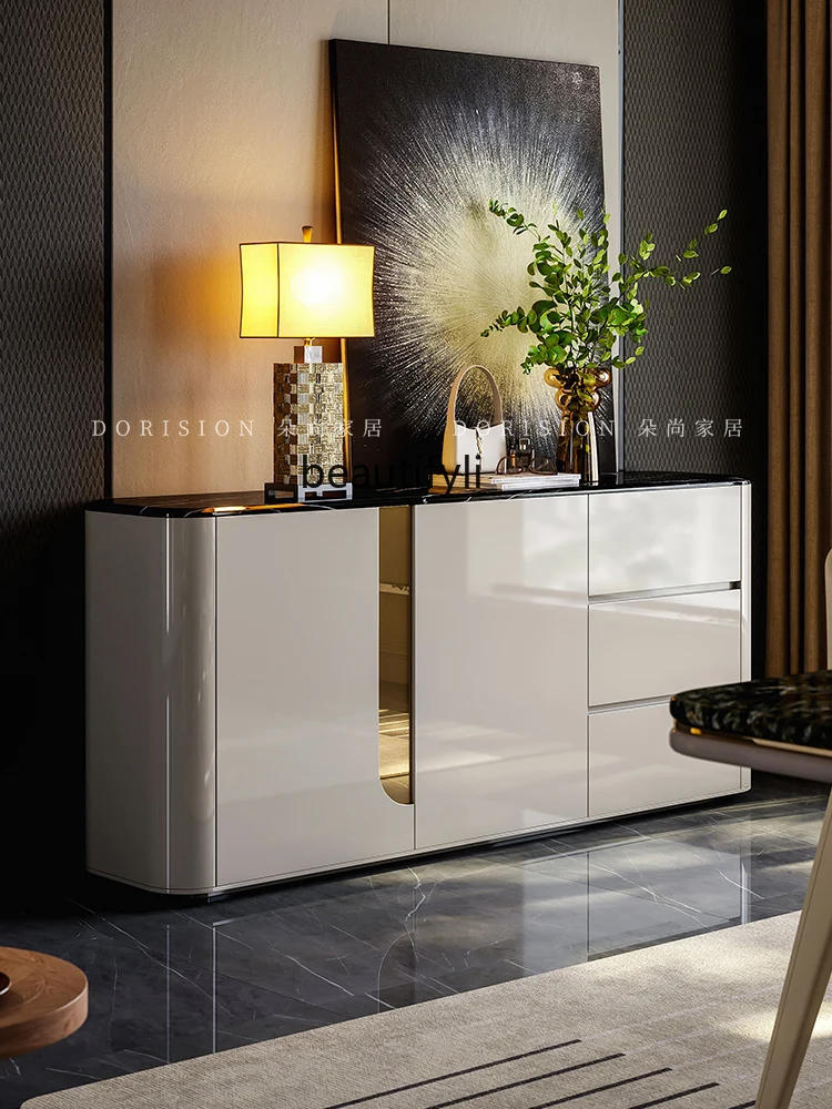 

Light luxury marble dining side cabinet, modern living room, home decoration, storage, Italian porch cabinet