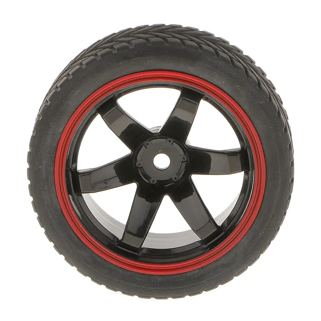 Pack of 4 1:10 RC Model on-Road Car Rubber Racing Tires Tyre & Wheel Rim