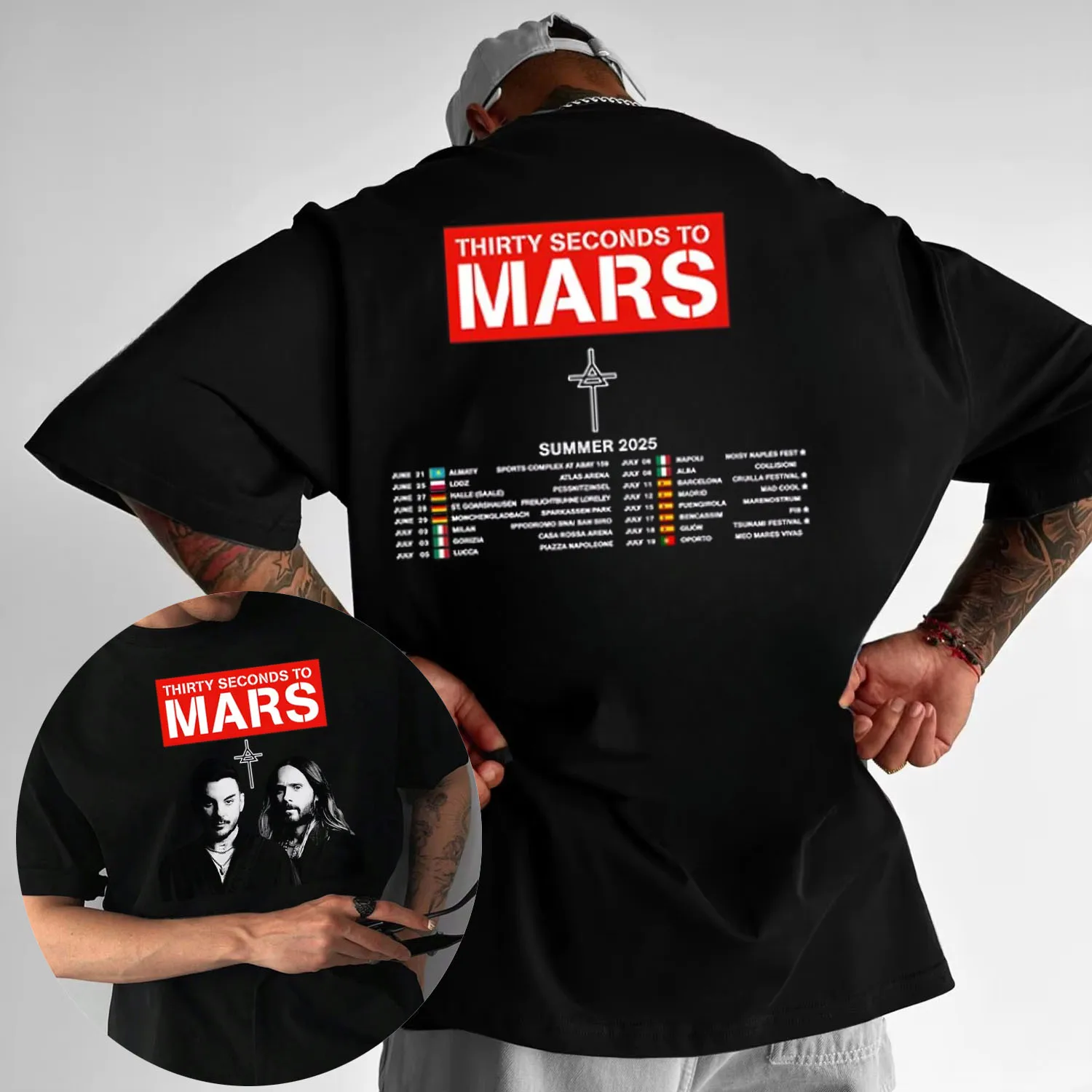 30 ثانية رحلة الصيف إلى المريخ في 2025 تي شيرت روك باند غير المرغوب فيه موضة الرجال الشارع تي شيرت غير رسمي القطن س الرقبة تي شيرت