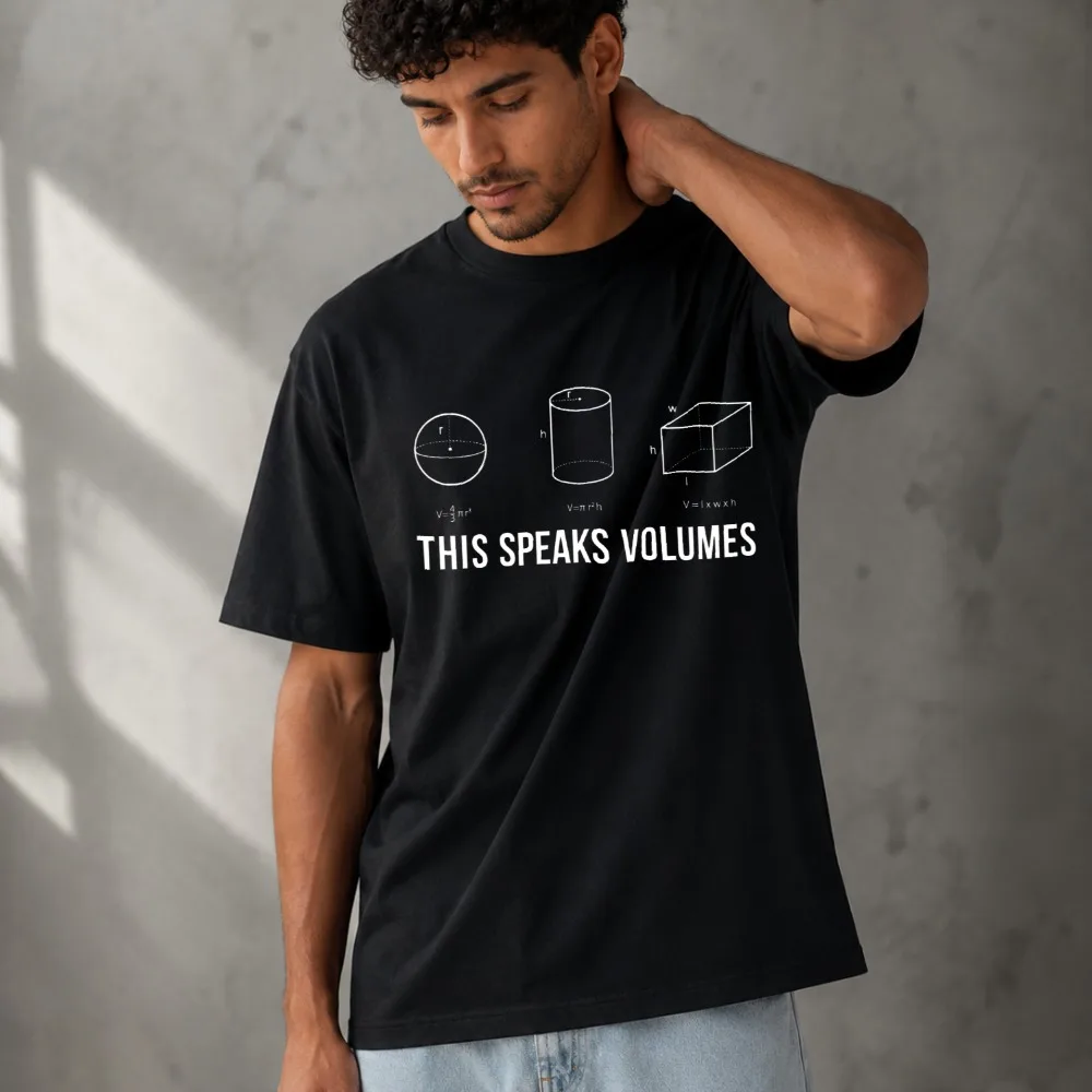 This Speaks Volumes Math Volume Formula Geometry Graphic Men Modal T‑Shirt Print Short Sleeve Tees Soft Lightweight Casual Tops