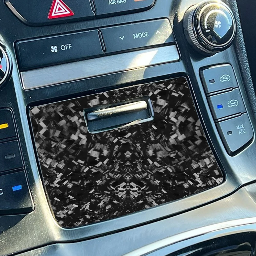 For Hyundai Genesis Coupe 2013-2016 Forged Carbon Fiber Center Cigarette Lighter Storage Box Panel Cover Car Accessories Sticker