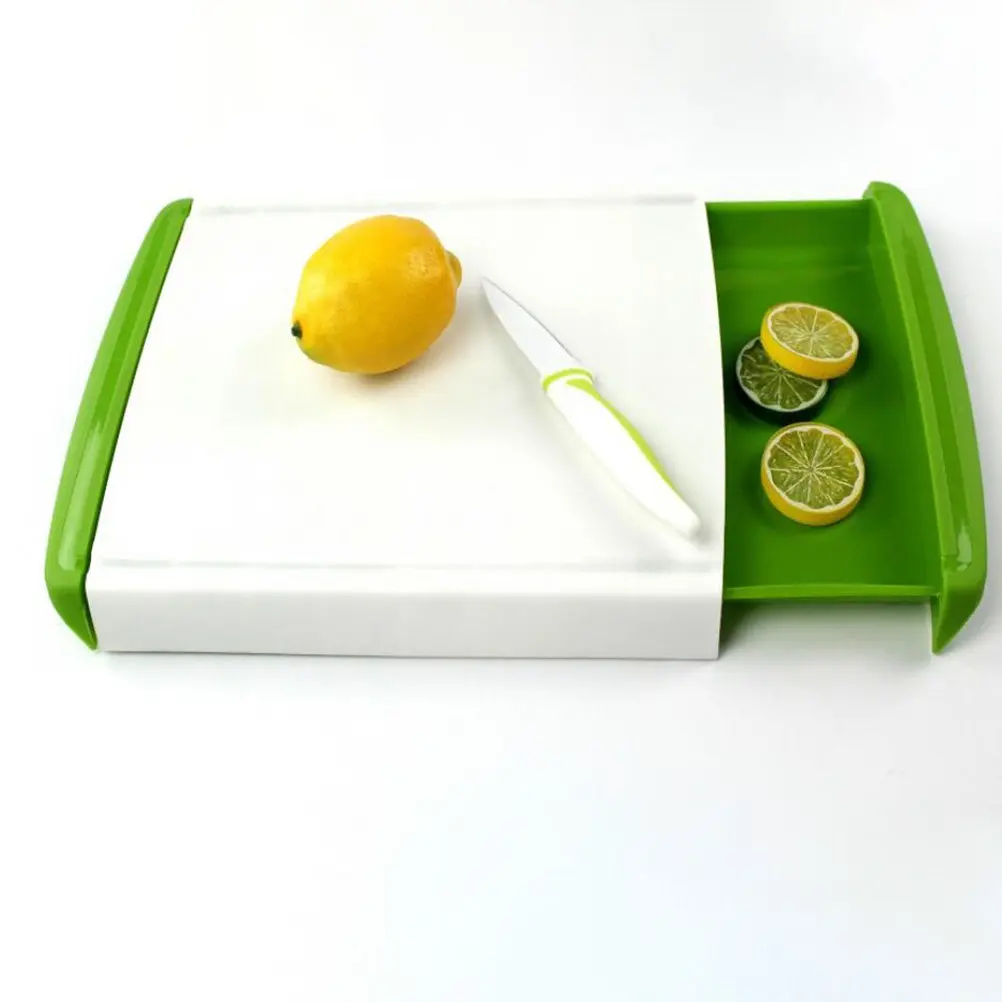 Dual Level Plastic Cutting Board Featuring Slide Out Drawer Chopping Board for Kitchen Chopping Meat Fruit Veggie Bread