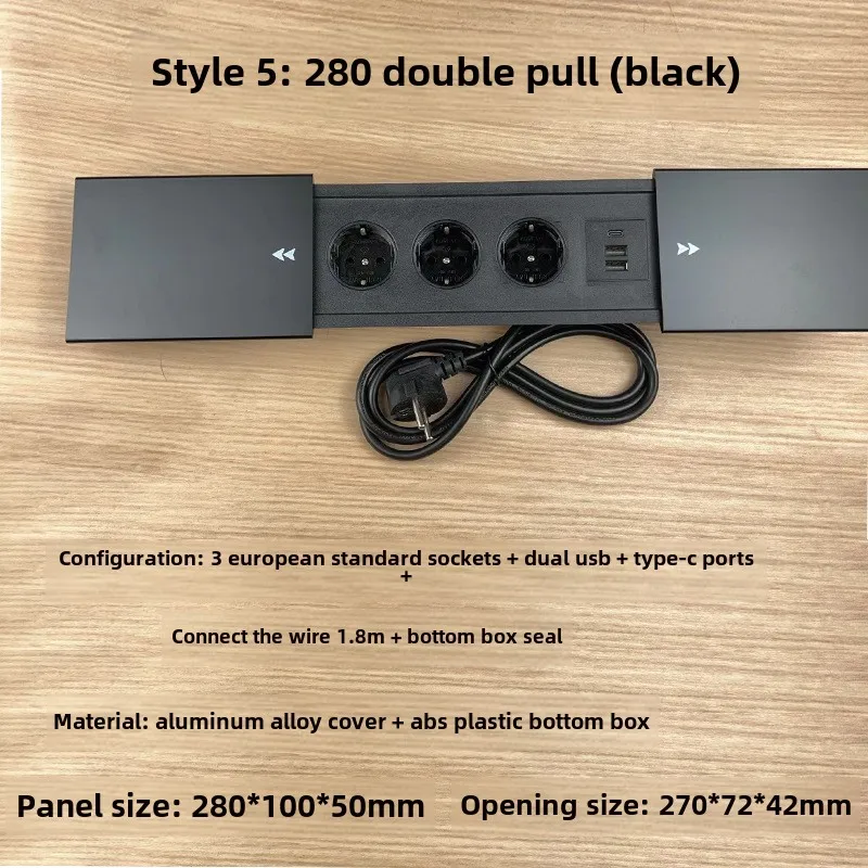 EU Recessed Power Strip, Hidden Multimedia Power Socket,Dual USB+C Port Charging Socket, Suitable for Offices, Laboratories