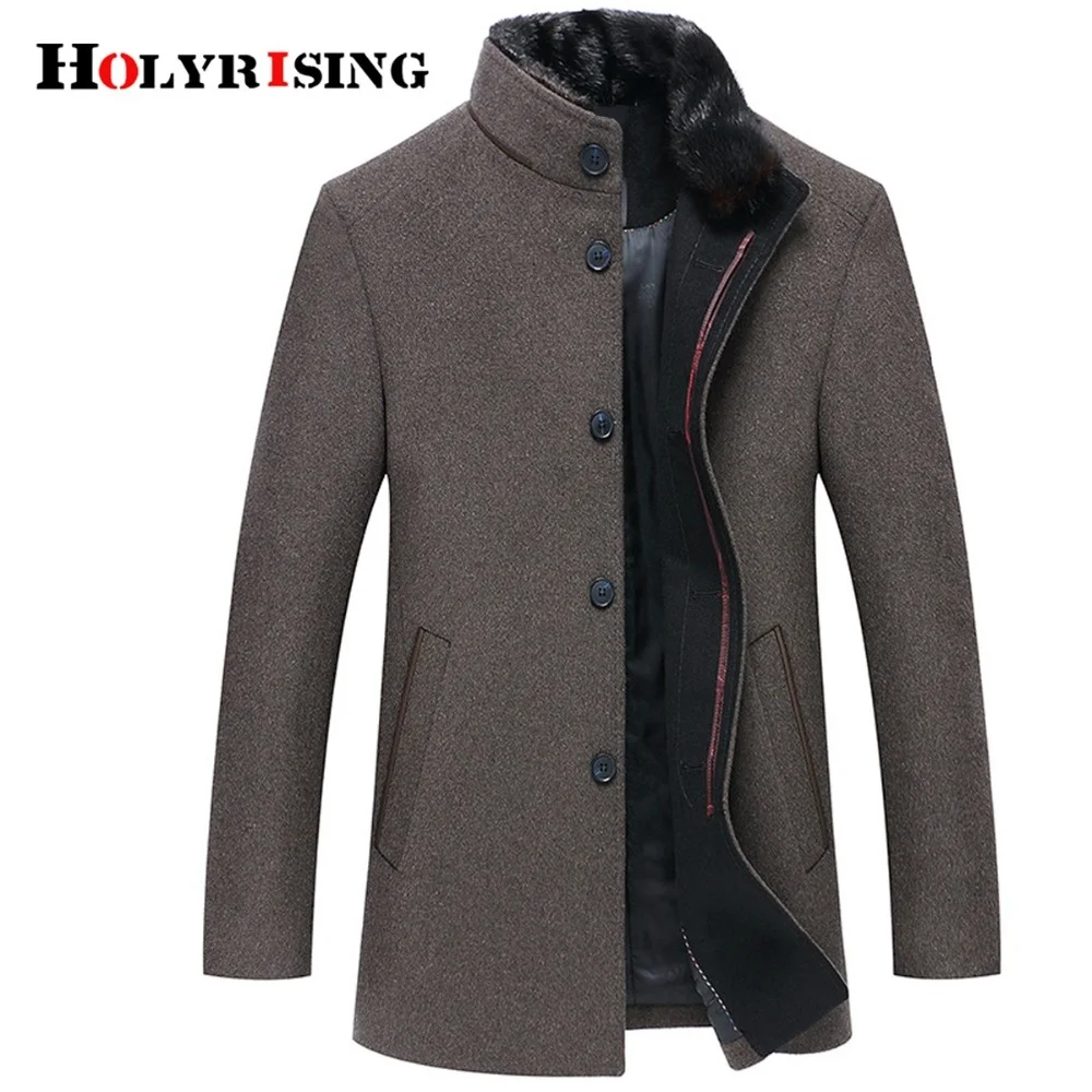 

Holyrising Men Wool Coats Casaco Masculino Inverno Single Button s Overcoat Windproof Cloths Slim For 18519-5