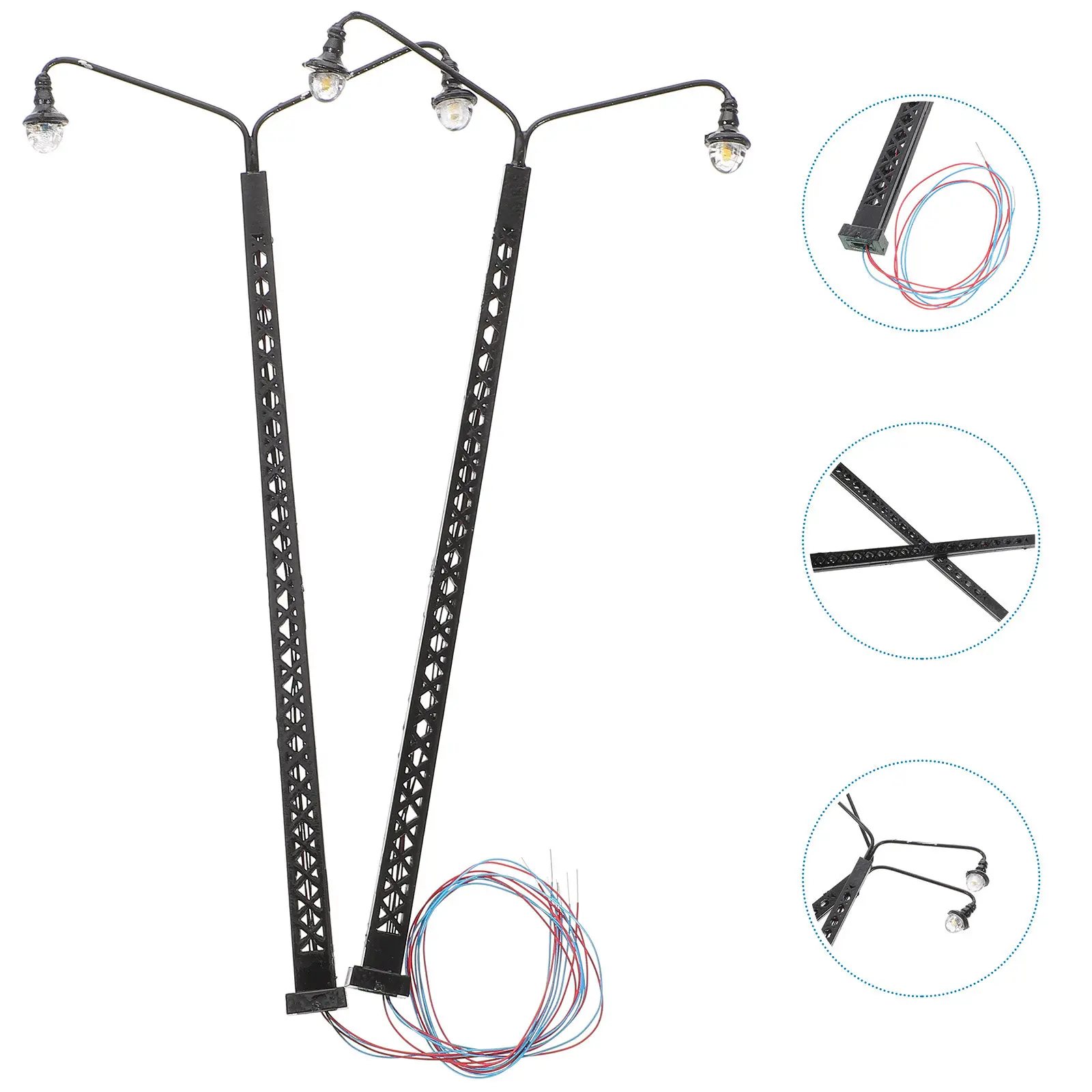 

2Pcs Mini Railroad Light Lamp ABS Stainless Steel Train Scene Decor Mini House Supply Sand Table Ornament Train Light Model