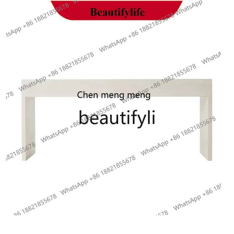 American light luxury solid wood entrance table cream , living room against the wall narrow table entrance platform