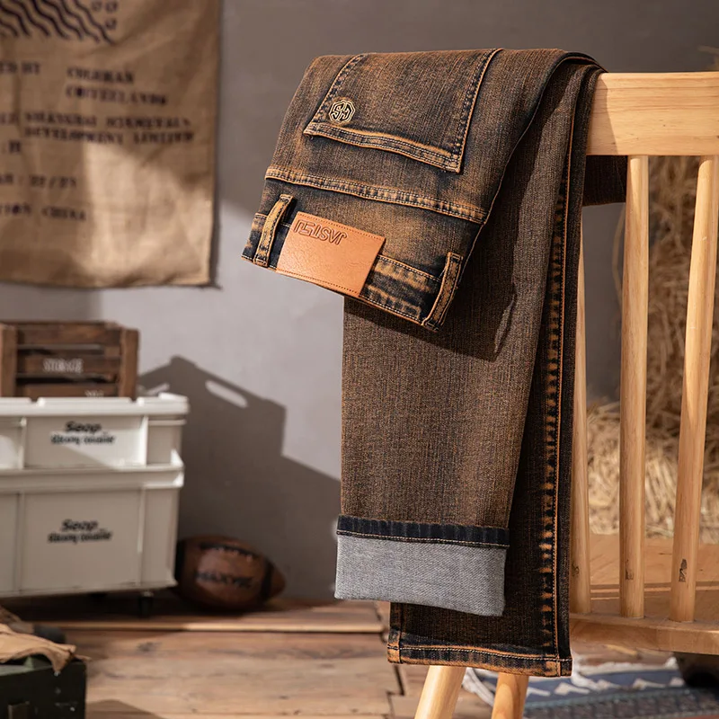 

Autumn Men's Jeans High Quality Elastic Cotton Classic Business Straight Trousers Male Fashion Casual Vintage Wash Denim Pants