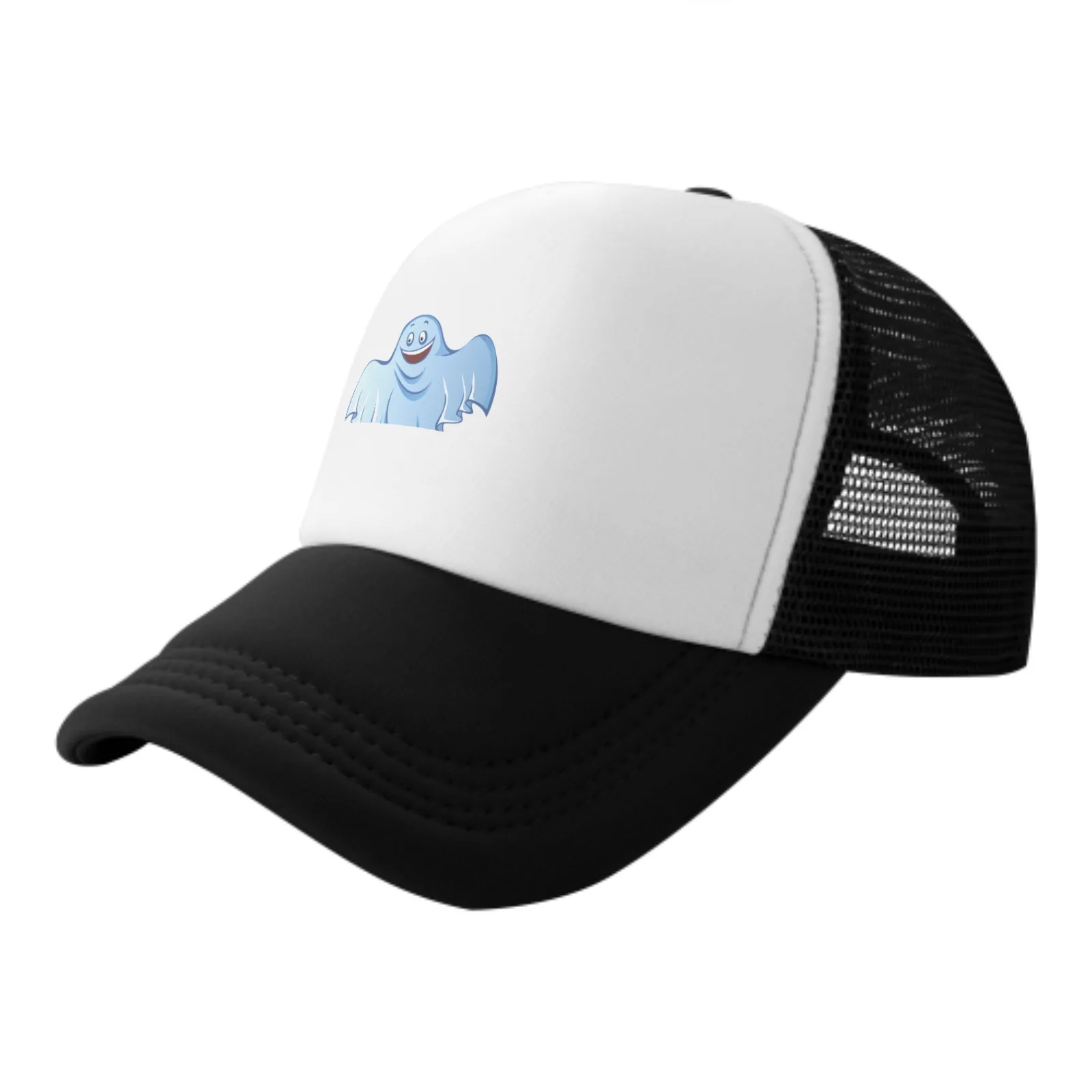 Gorra de béisbol de malla con estampado de fantasma divertido, sombrero de camionero, deportes al aire libre, ajustable, lavado, Snapback, papá