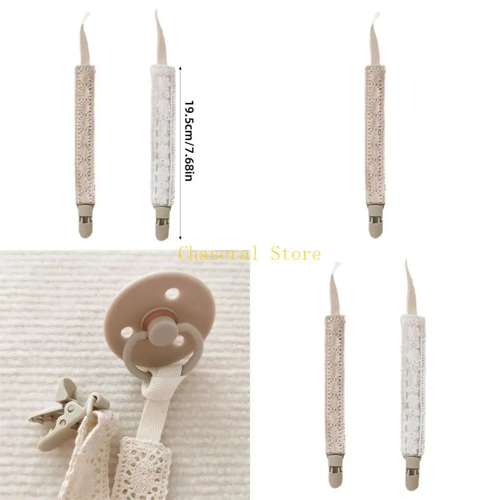 

E7CE Trendy Cotton Pacifier Holder Soft & Safe Pacifier Holder Unique Designs Convenient Baby Pacifier Clip for Boys Girls