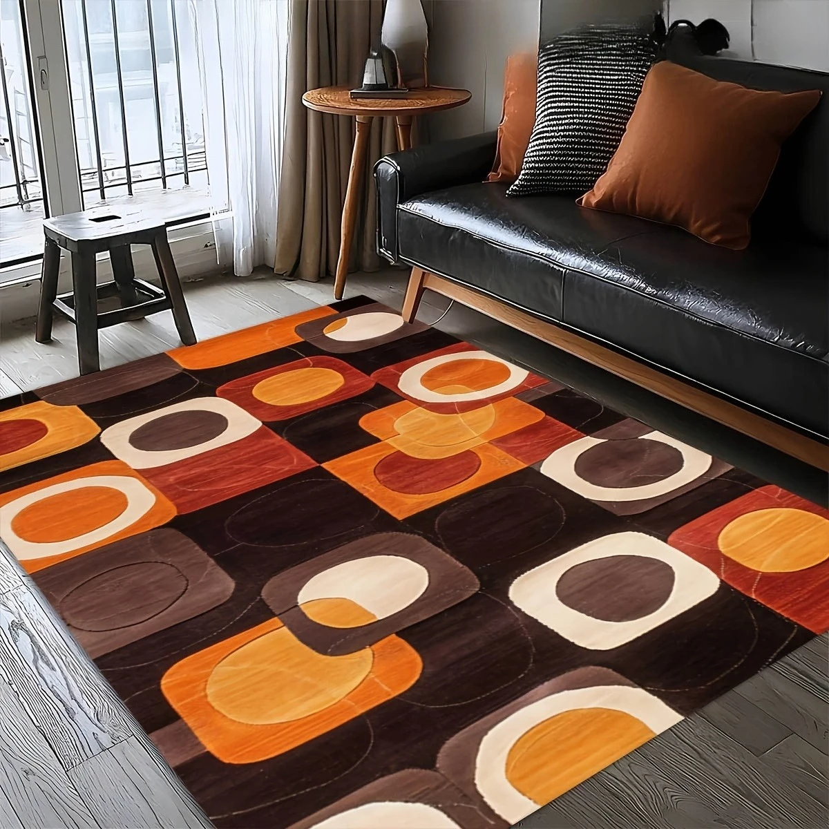 Rainbow Arch Abstract Area Carpet Boho Mid‑Century Curved Shape Graphic Design Rug for Living Room Bedroom Home Decor