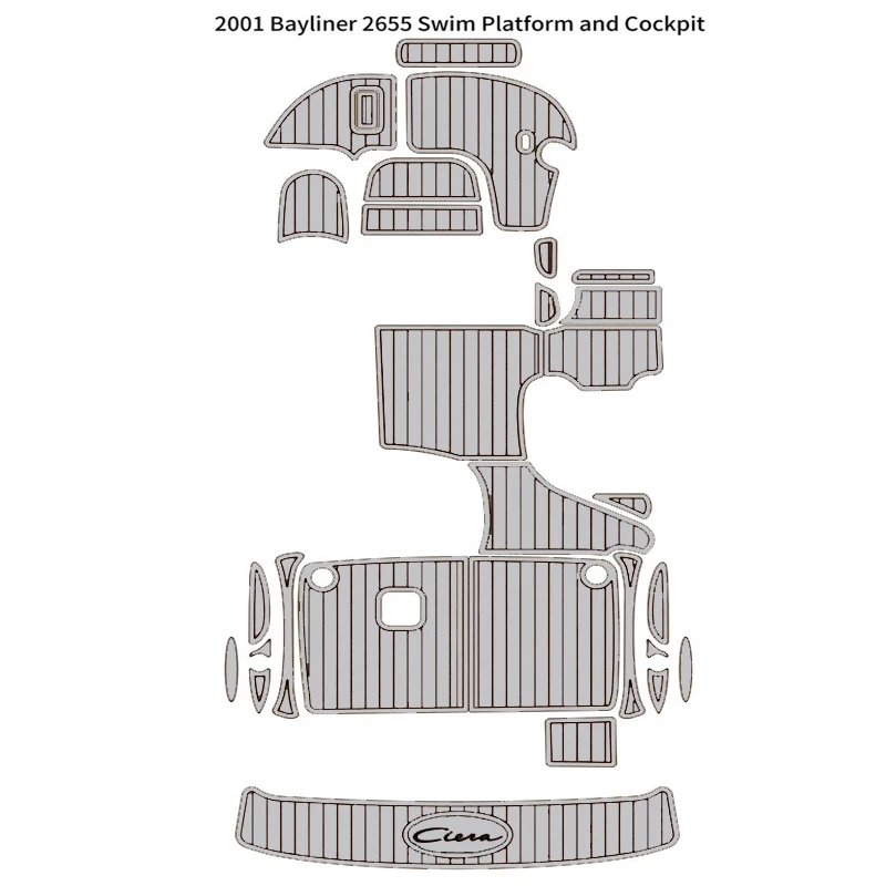 2001 Bayliner 2655 EVA Foam Faux Teak Cockpit Swim Platform Pad Self Adhesive  MarineMat Gatorstep Style