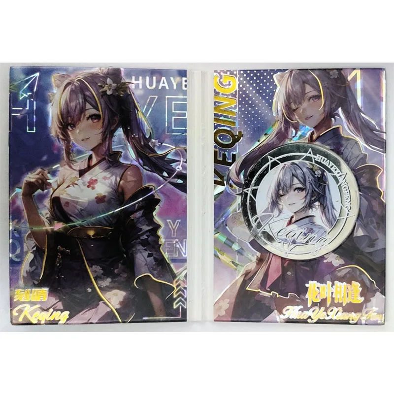 Anime Goddess Story Rare Gold Coins Laser Flash Card Kamisato Ayaka Emilia Toys for boys Collectible Cards Birthday Present