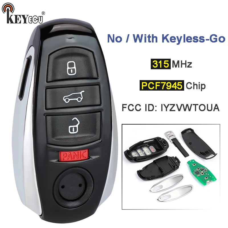 

KEYECU 315 МГц чип PC7945 IYZVWTOUA P/N: 7P6 959 754 AM без ключа-Go дистанционный смарт ключ-брелок для Фольксваген Touareg 2011-2018