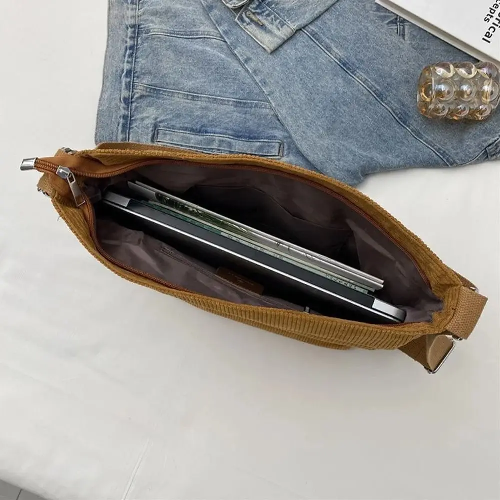 

Large Capacity Multifunctional Shoulder Bag Korean Style Elegan Corduroy Tote Bag Multiple Pockets Backpack Crossbody Bag